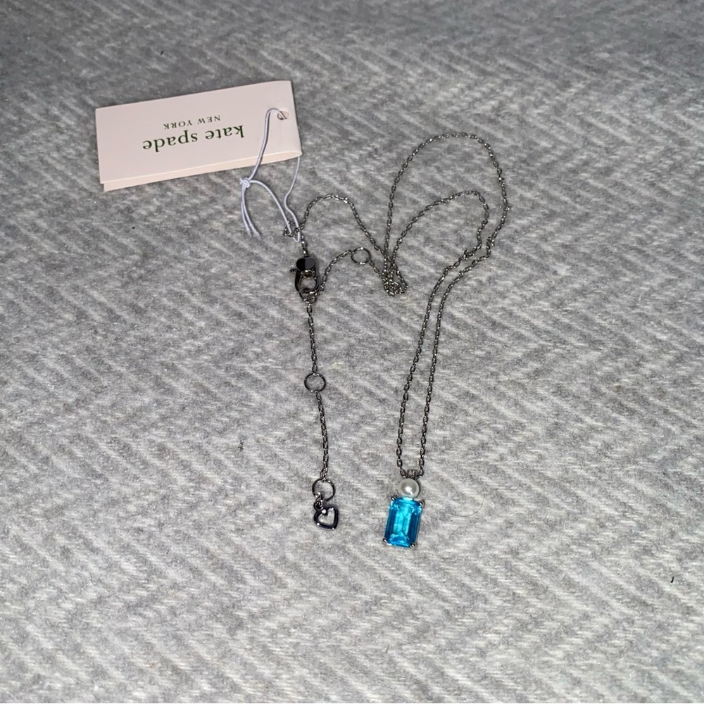 New Kate Spade Silver-Tone Cubic Zirconia & Faux Pearl Pendant Necklace - Picture 13 of 16